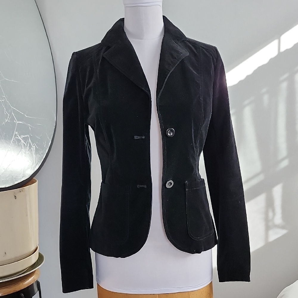 H&M VTG Classic Black Velvet Women's Blazer Jacket 8